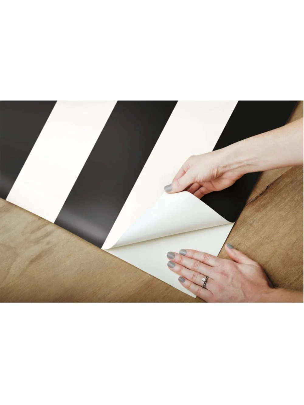 RoomMates RMK11082WP Black Awning Stripe Peel and Stick Wallpaper 20.5